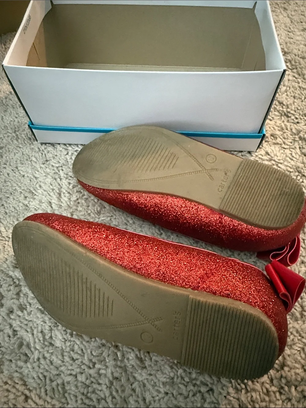 Carter's Red Glitter Bow Mary Jane Shoes